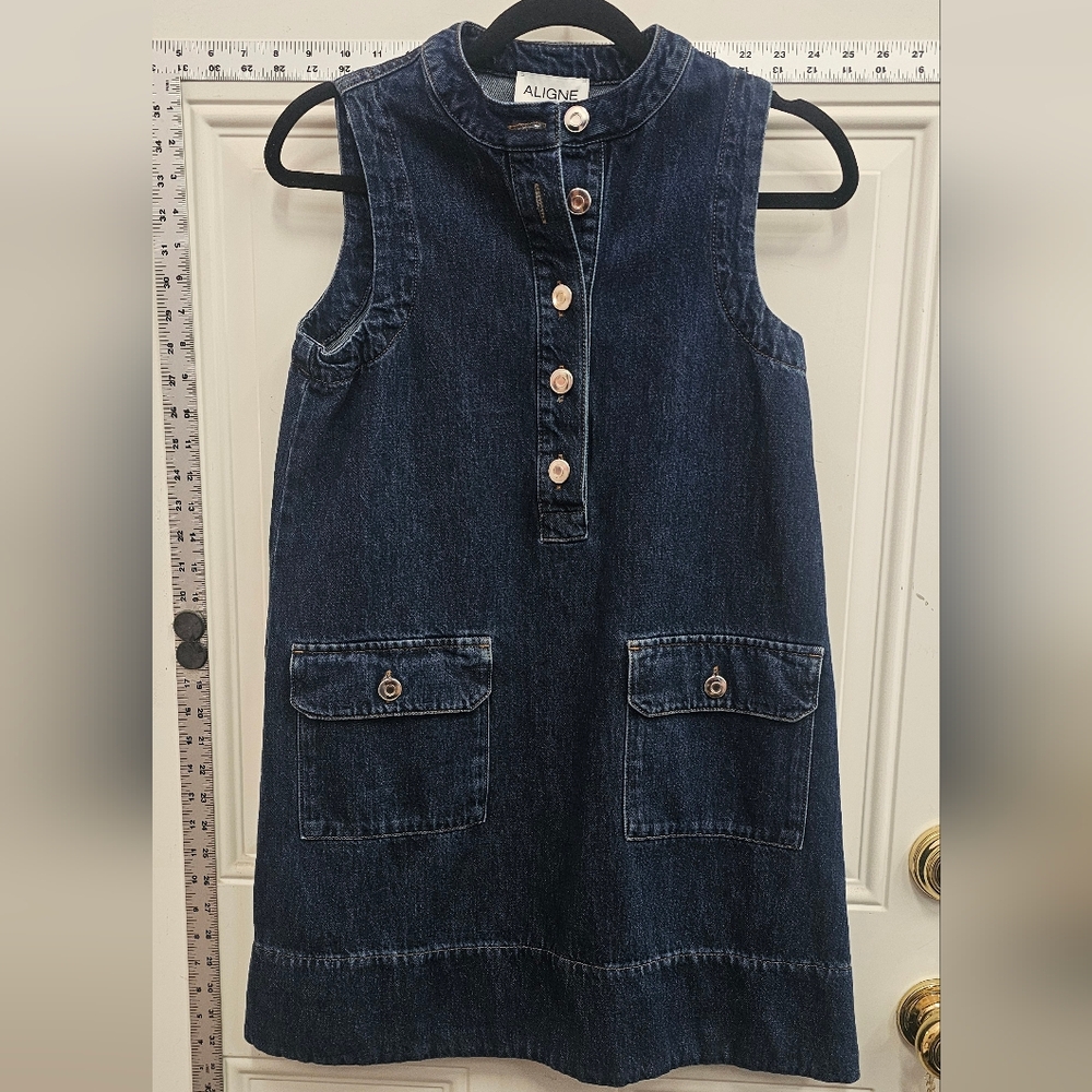 Summer, Travel, Classic, Office, Sleeveless, Indigo, Denim, Mini, Cotton, Casual
